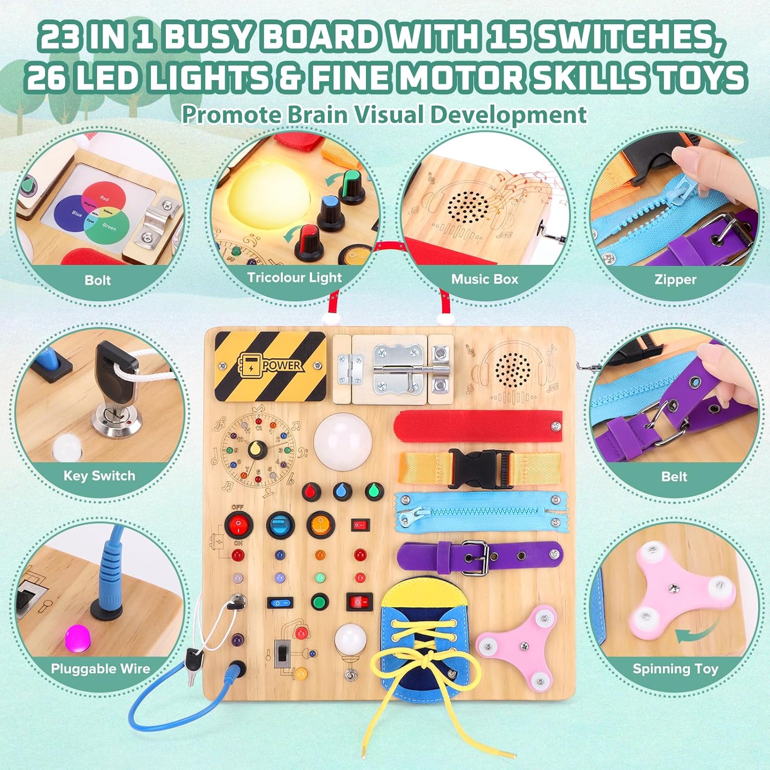 Detalle de Hoarosall 23 in 1 Busy Board Montessori Toy for Toddlers