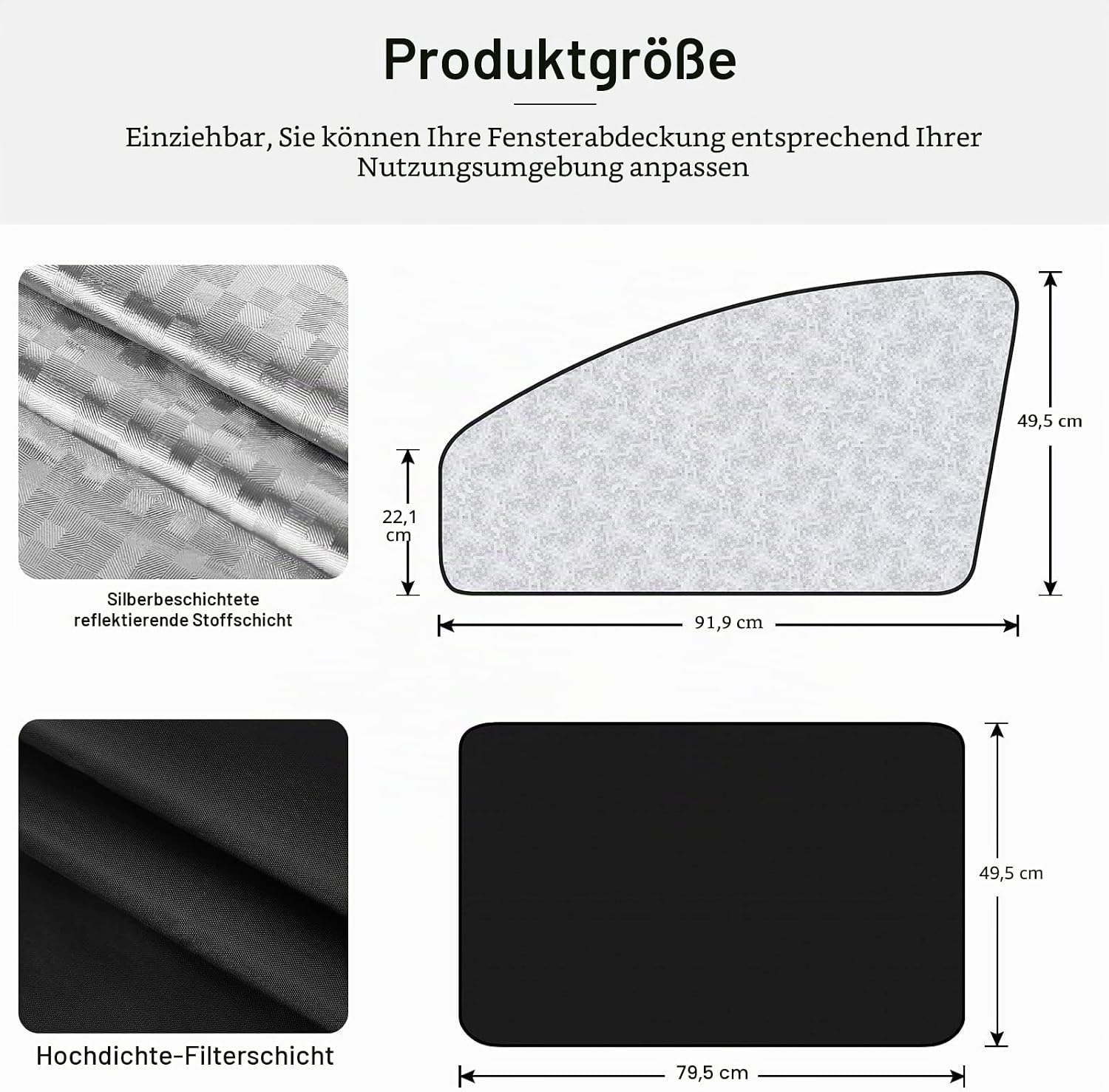 Detalle de XCBYT Magnetischer Sonnenschutz Auto MSK02 – 4 Seitenfenster Verdunkelung, 80x50 cm