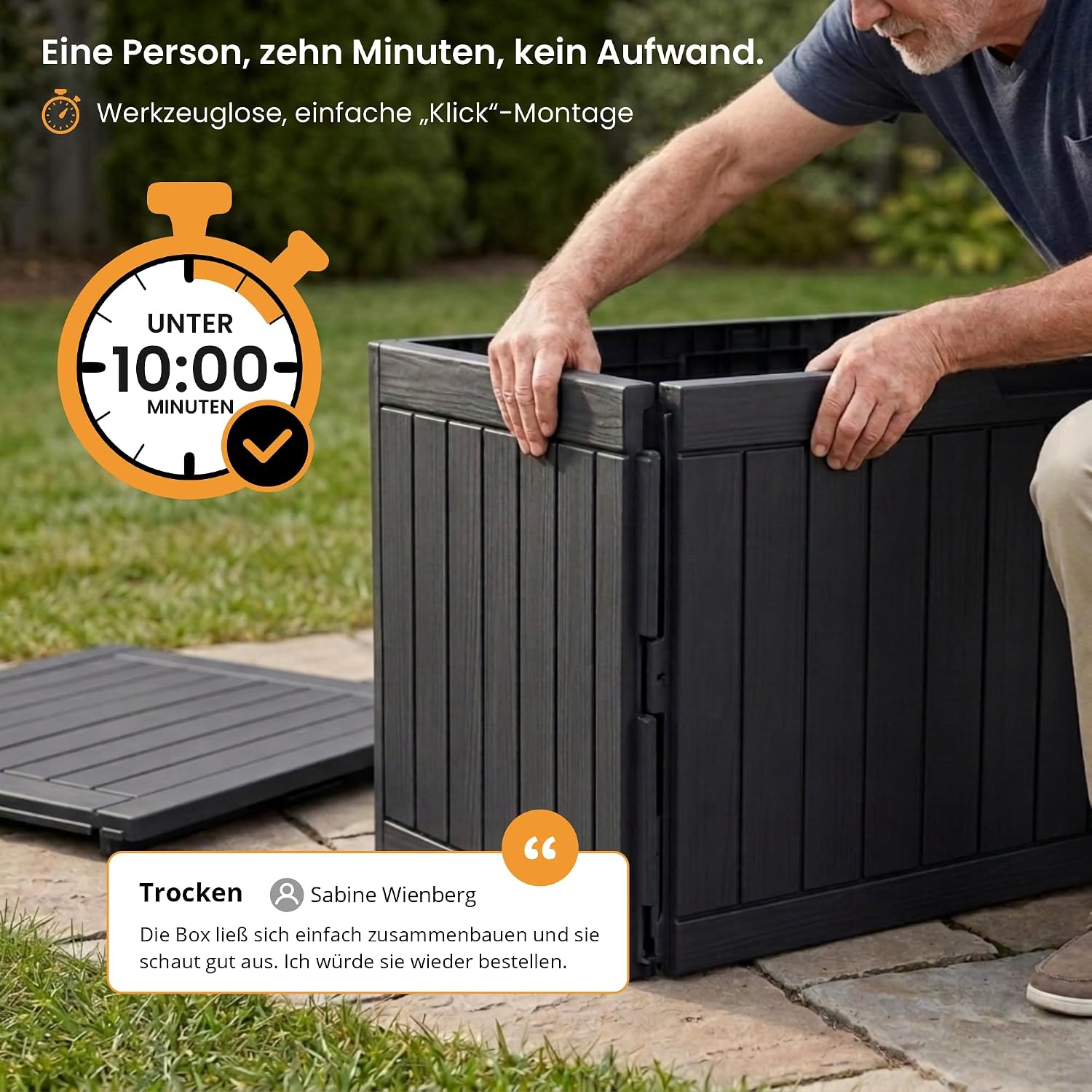 Detalle de Olsen & Smith Paketbox Draussen 170L – wetterfeste Aufbewahrungsbox mit Deckel