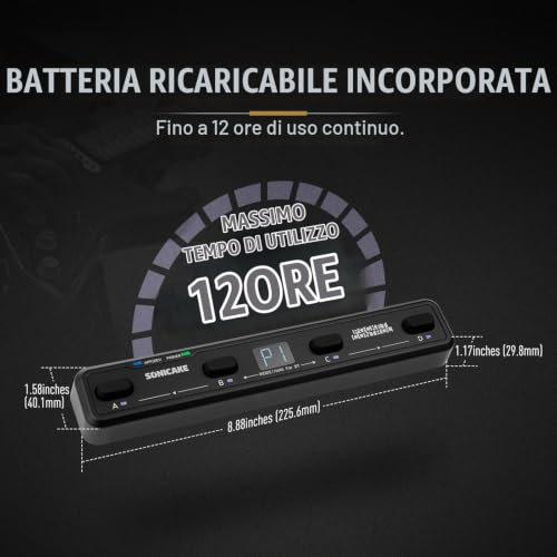 Detalle de SONICAKE Controller MIDI Wireless: 4 pulsanti programmabili, controllo effetti con app e USB-C