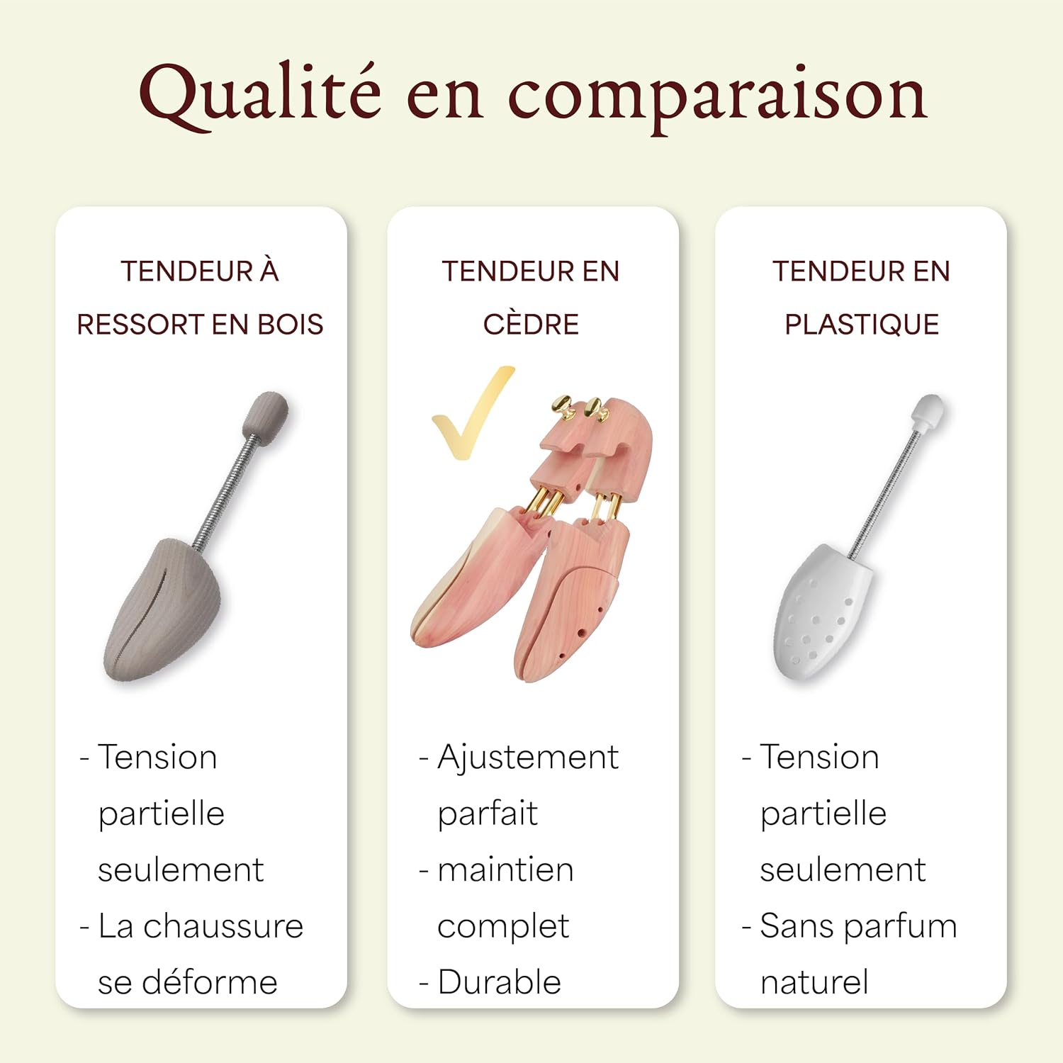 Detalle de Embauchoirs en bois de cèdre Langer & Messmer – ajustement optimal, disponibles en 34–50, avec chausse-pied de voyage