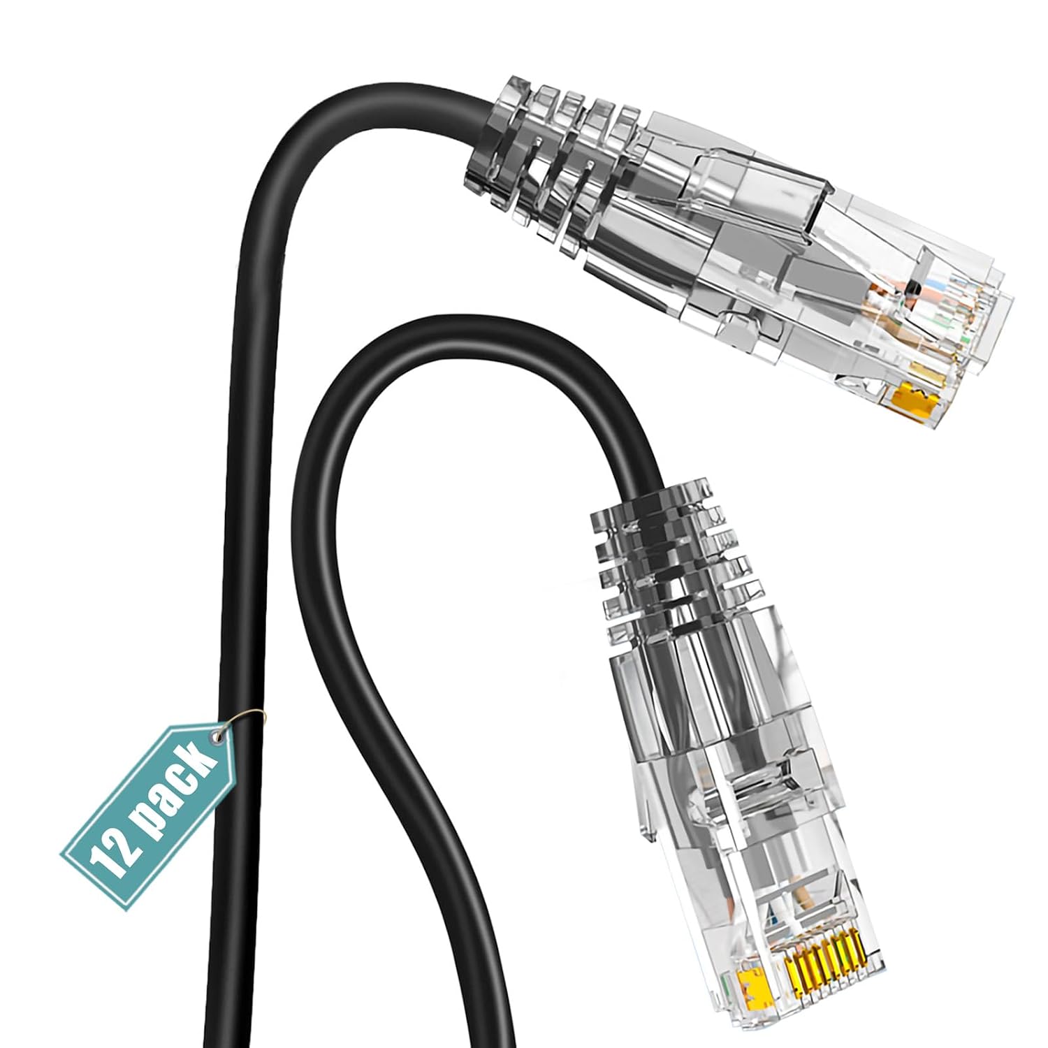 Detalle de Ercielook Cat6a Patchkabel 0,15 m (12er-Set) – RJ45 Ethernet für 10 Gbps bis 550 MHz