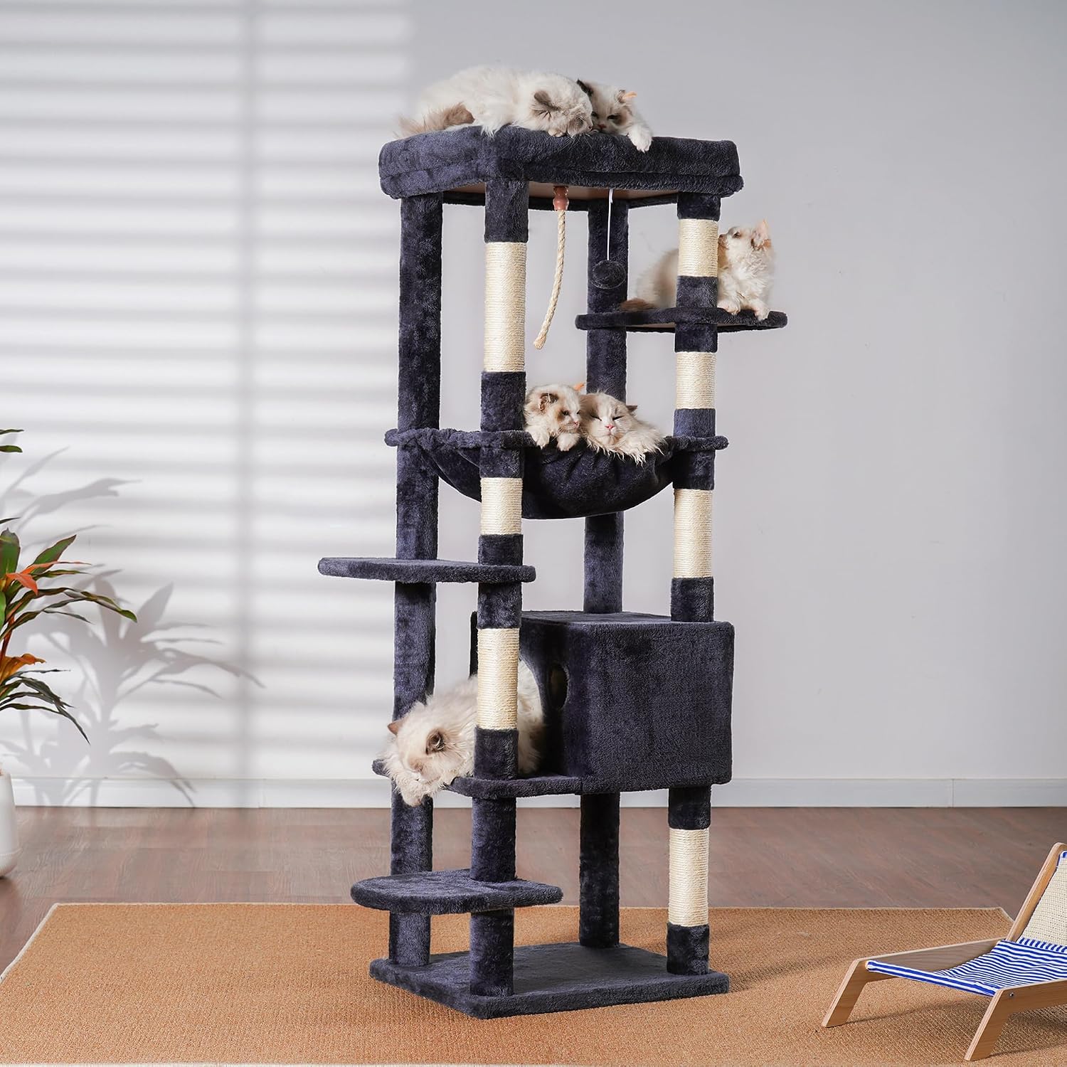 Thumbnail 6 de Heybly Arbre à chat XXL 152 cm pour gros chats jusqu’à 9 kg (HCT050G)