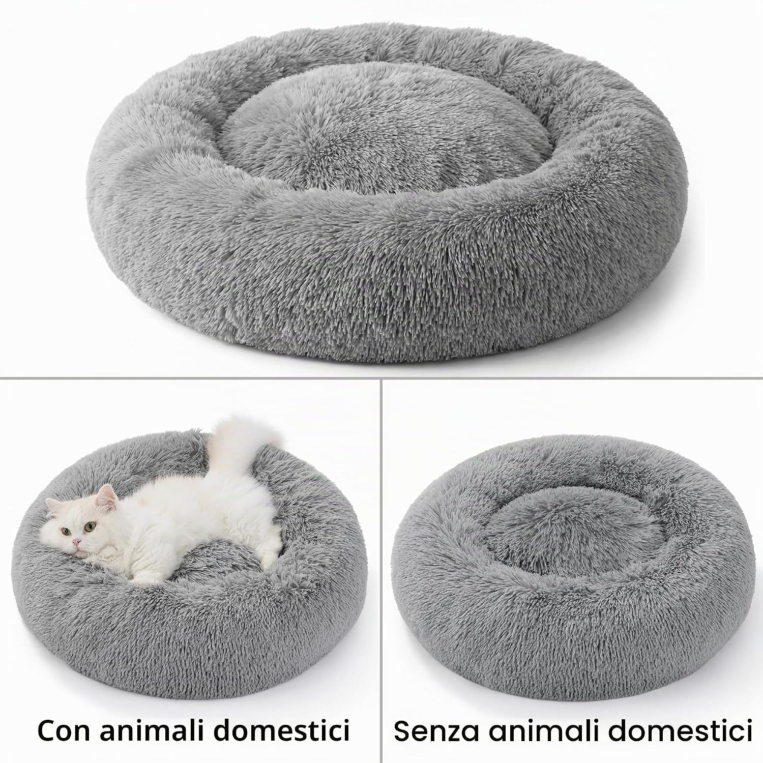 Thumbnail 1 de Bedsure Cuccia per gatti lavabile Ø50 cm – cuccia rotonda in peluche grigio chiaro