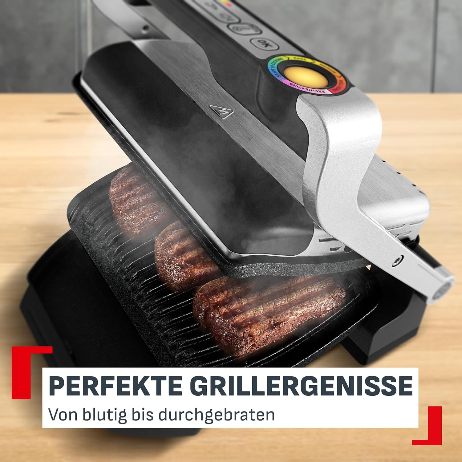 Thumbnail 2 de Tefal OptiGrill+ Kontaktgrill GC712D12 – mit 6 Programmen, Garstufenanzeige & abnehmbaren Platten