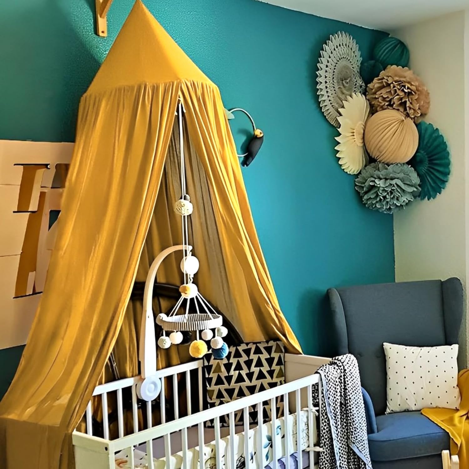 Thumbnail 5 de Ginkago Baldachin fürs Kinderzimmer: Baby-Betthimmel als Vorhang für Himmelbett, Leseecke & Spielbereich (Gelb)