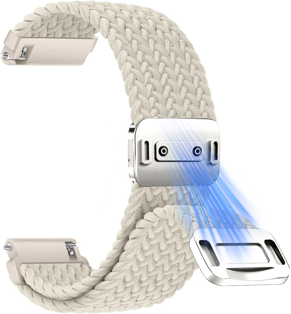 Detalle de CiimWaa Armband 22mm / 20mm Elastisch mit Magnetverschluss – Nylon, Schnellverschluss, kompatibel mit Huawei, Amazfit, Garmin, Xiaomi