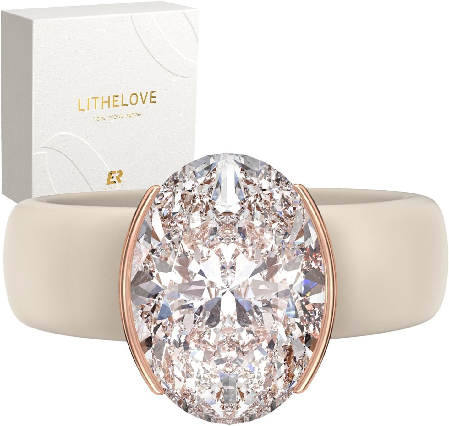 Detalle de Egnaro Silicone Ring with Oval-Cut Cubic Zirconia
