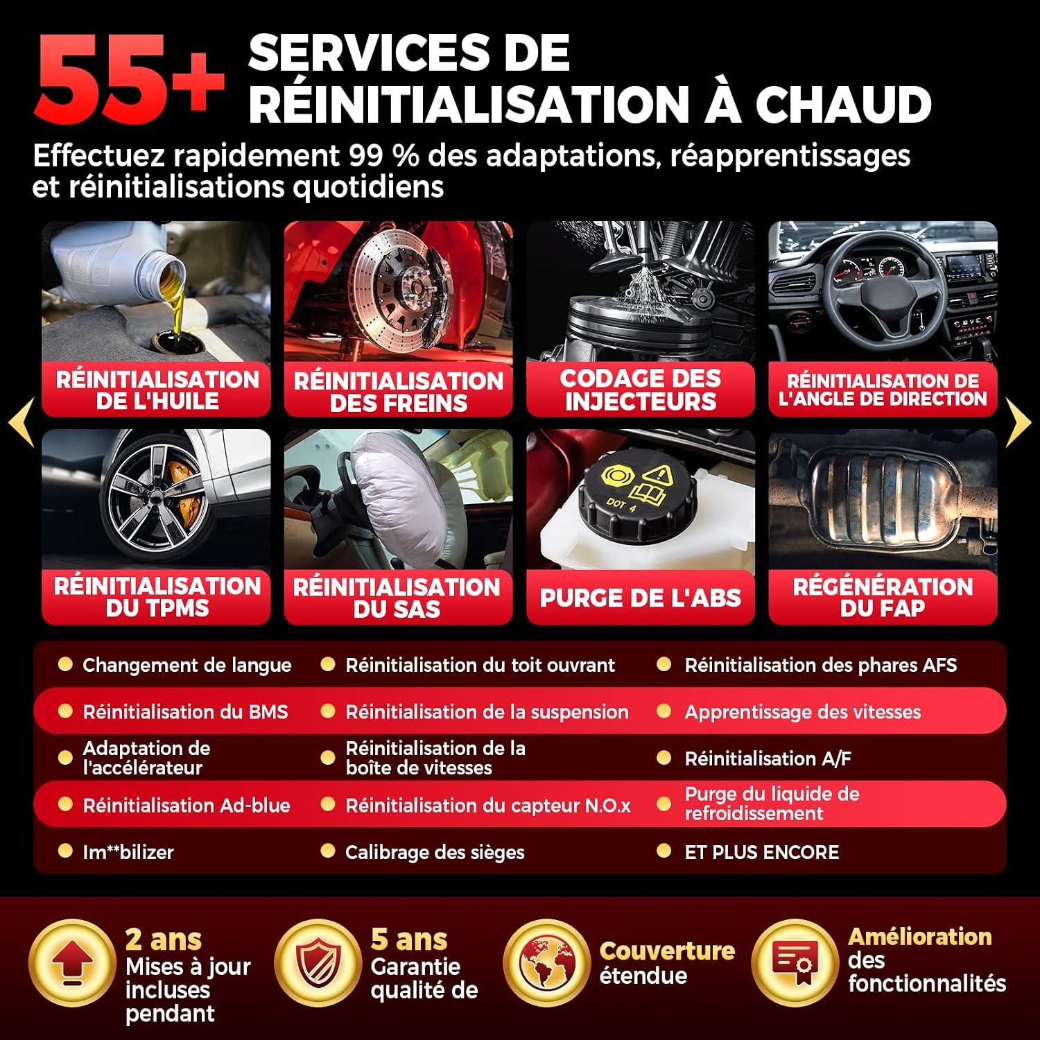 Detalle de LAUNCH X431 V+ Pro 5.0 Valise Diagnostic Auto — Diagnostic bidirectionnel, codage ECU et 55+ services