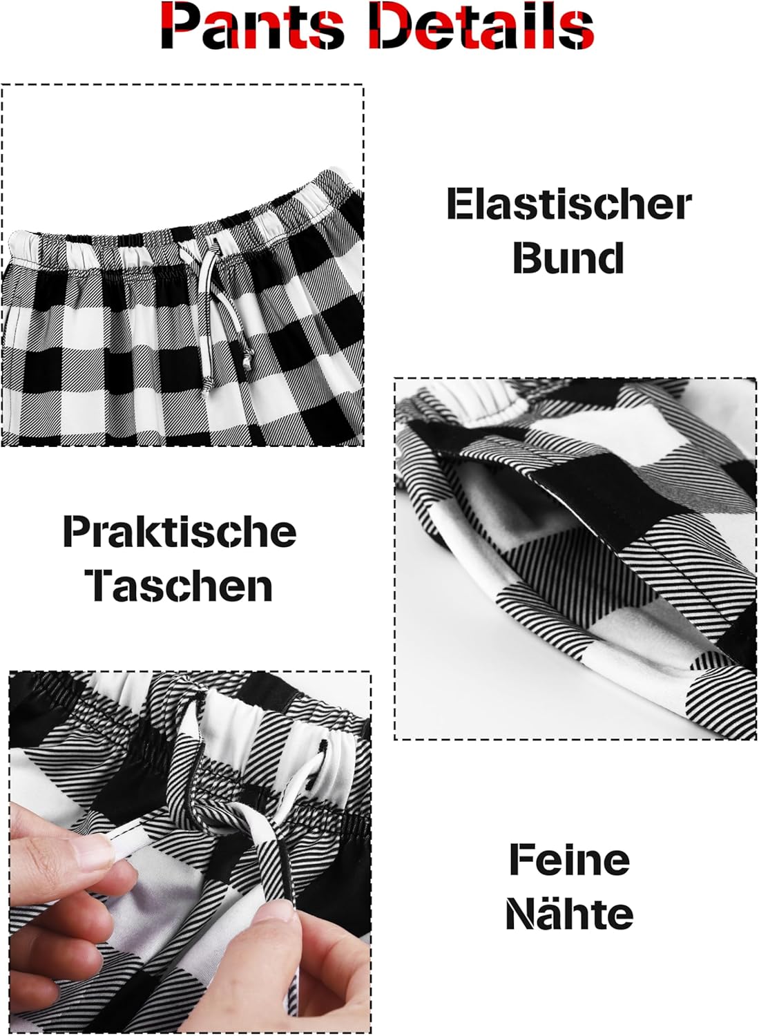 Thumbnail 2 de Ruisita kariertes Langstrumpfhose Pyjama-Hose für Kinder – Weicher Flanell, verstellbarer Bund