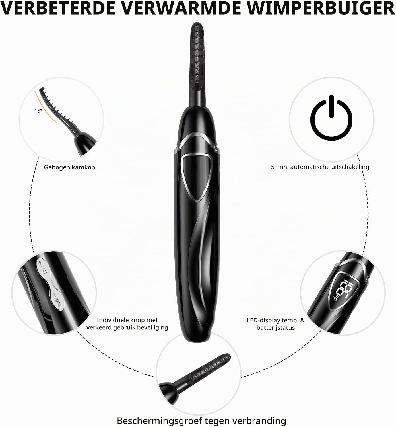 Thumbnail 4 de EYECURL S600 verwarmde wimperkruller met instelbare temperatuur en led-display