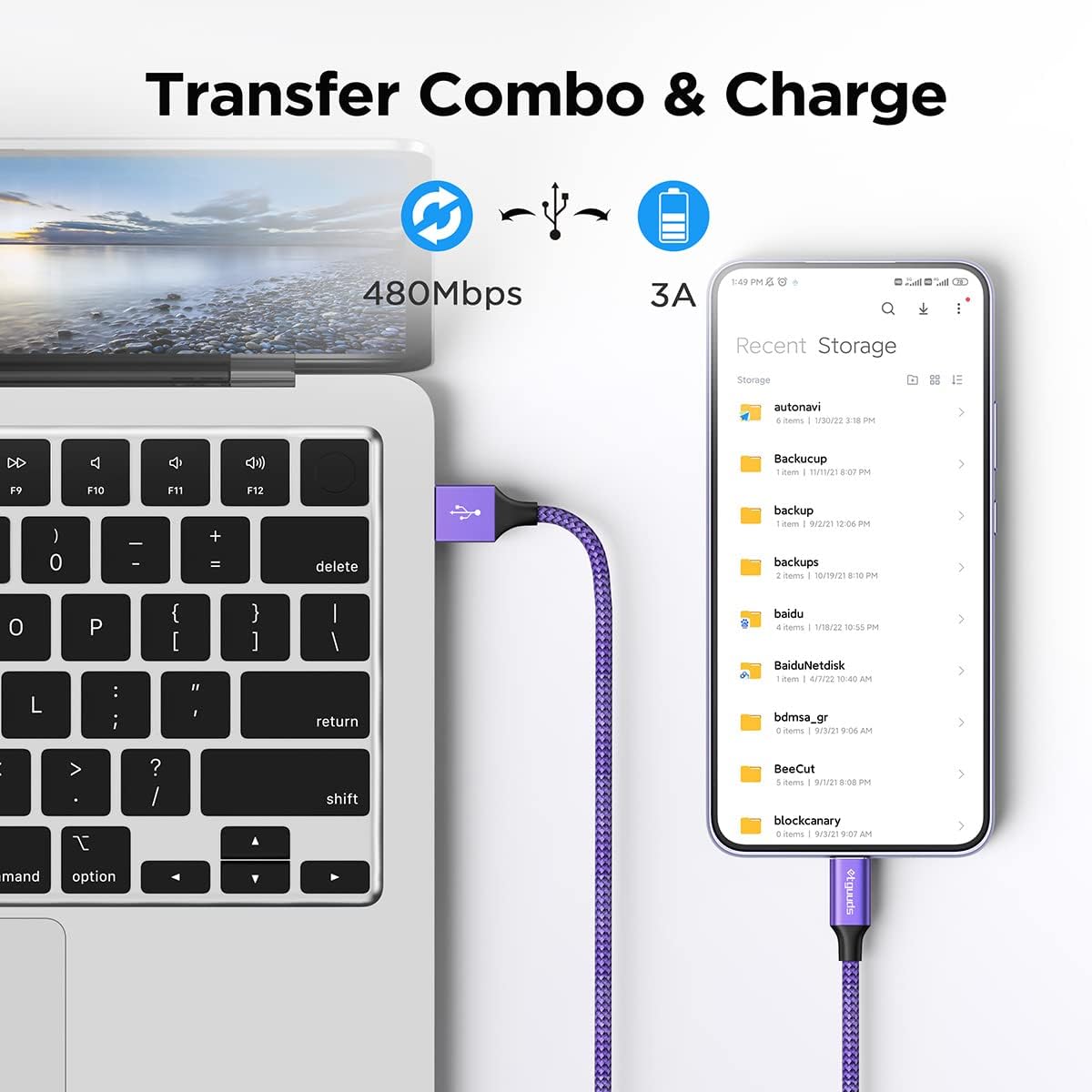 Thumbnail 3 de etguuds USB-C Cable 3ft (5-Pack), USB-A to USB-C Fast Charging & Data Sync Cord