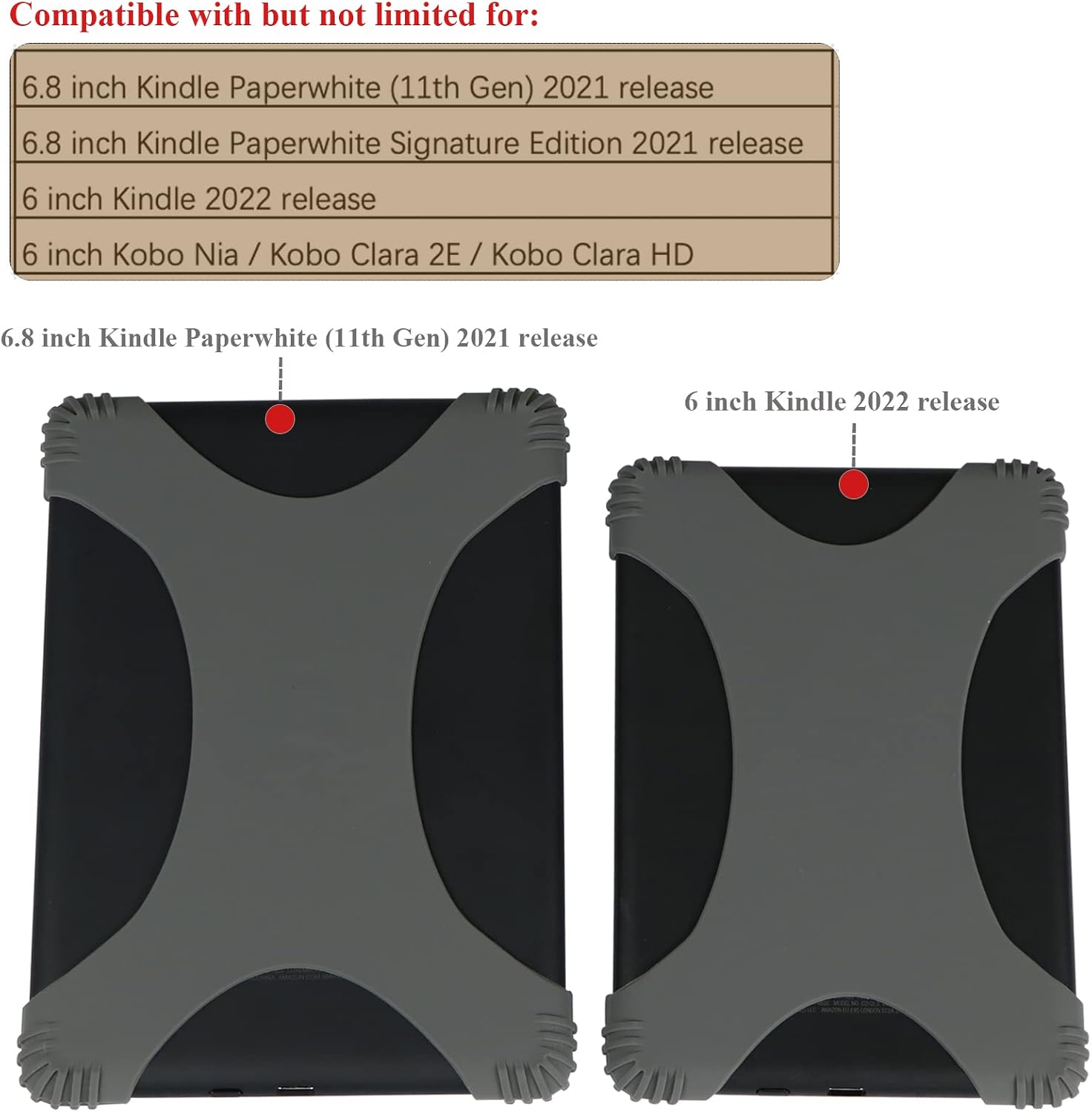 Detalle de ZhaoCo Universal Anti-Rutsch Silikon Handschlaufe Griff Halter für 6–7 Zoll Kindle, Kobo & Sony eReader – Blau