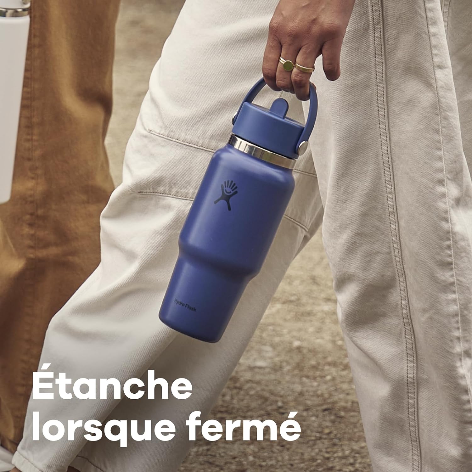 Detalle de Hydro Flask Wide Flex Straw Travel Bottle 946 ml – Acier inoxydable, étanche, 24 h de froid, grande ouverture