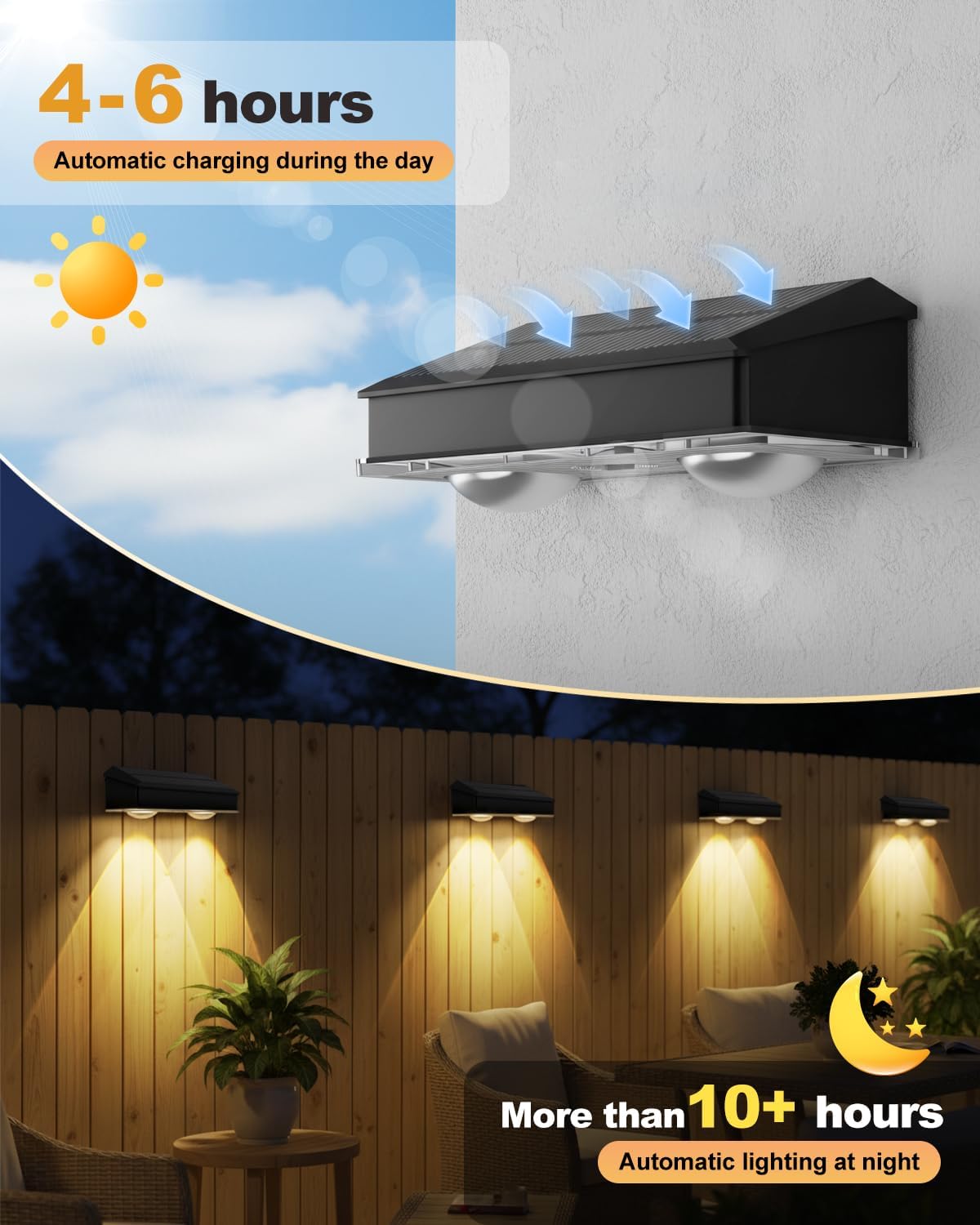 Thumbnail 3 de Solar Lights Outdoor Garden 9-Colour Solar Fence Lights (4 Pack) with 3 Lighting Modes