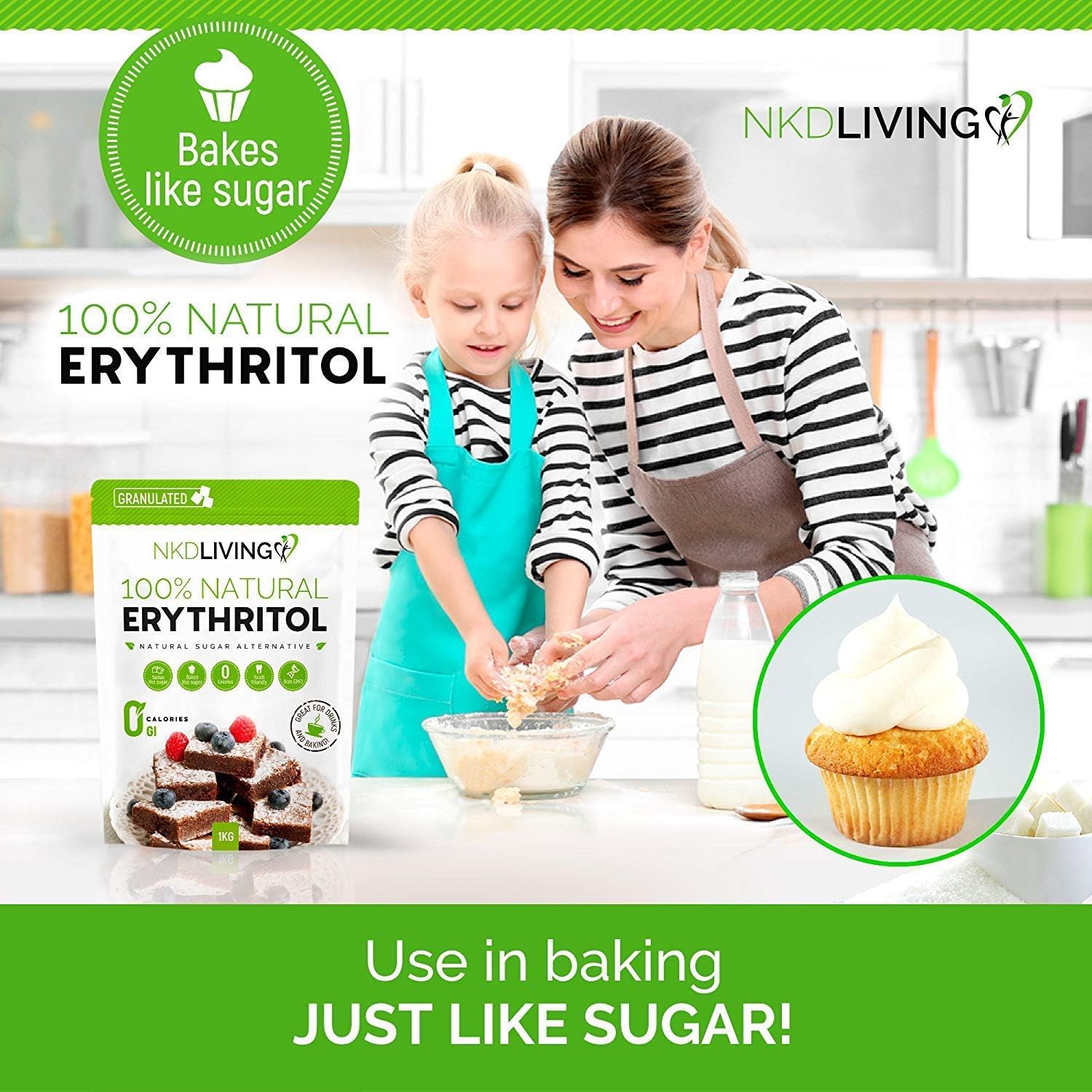 Detalle 1 de 100% Natural Erythritol 1 Kg granulated sugar substitute