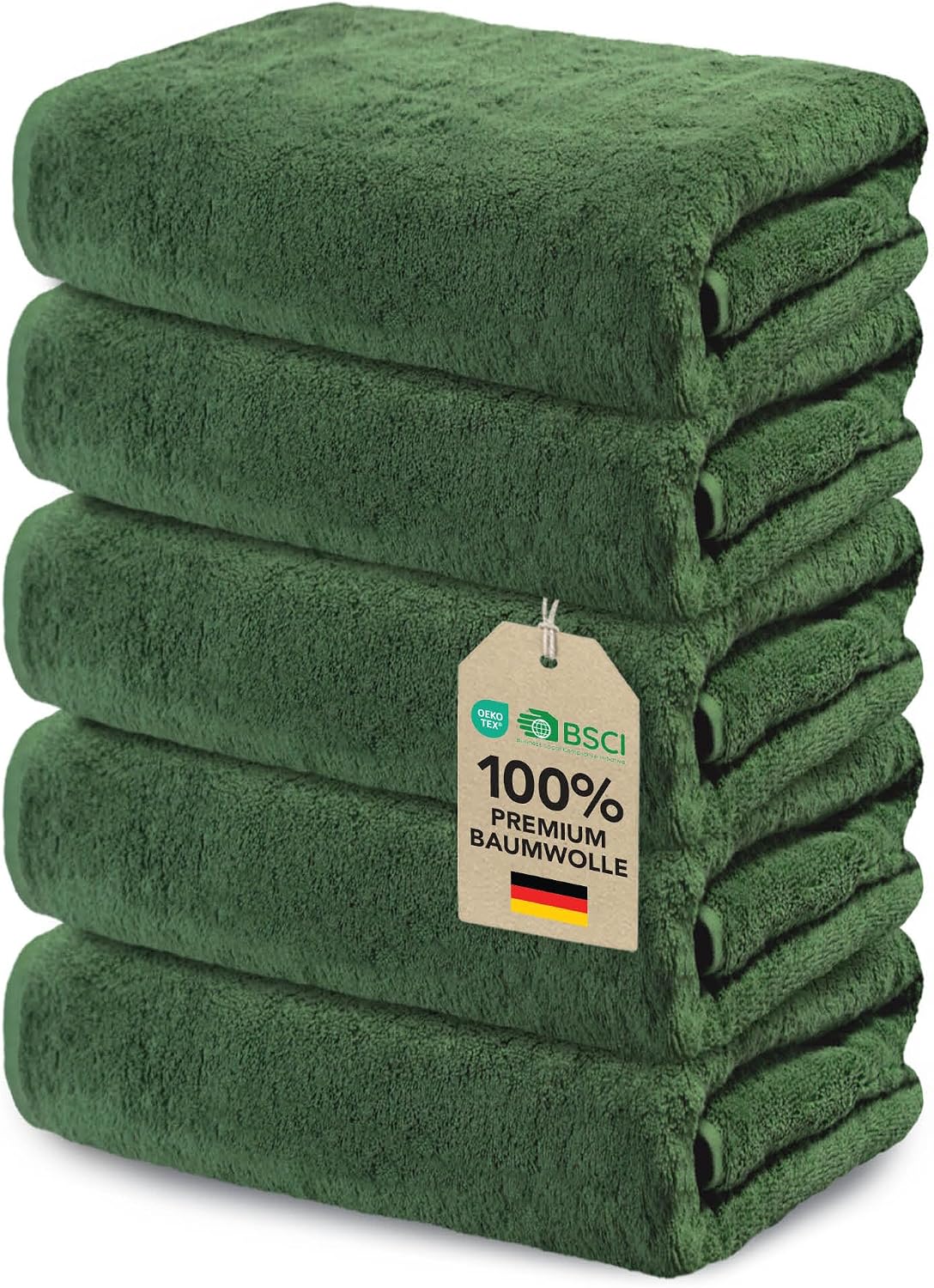 Thumbnail 6 de Ôhm Waschhandschuh 10er-Set | 15x20 cm, 100% Baumwolle, 500 g/m², Tannengrün, extra weich & saugstark