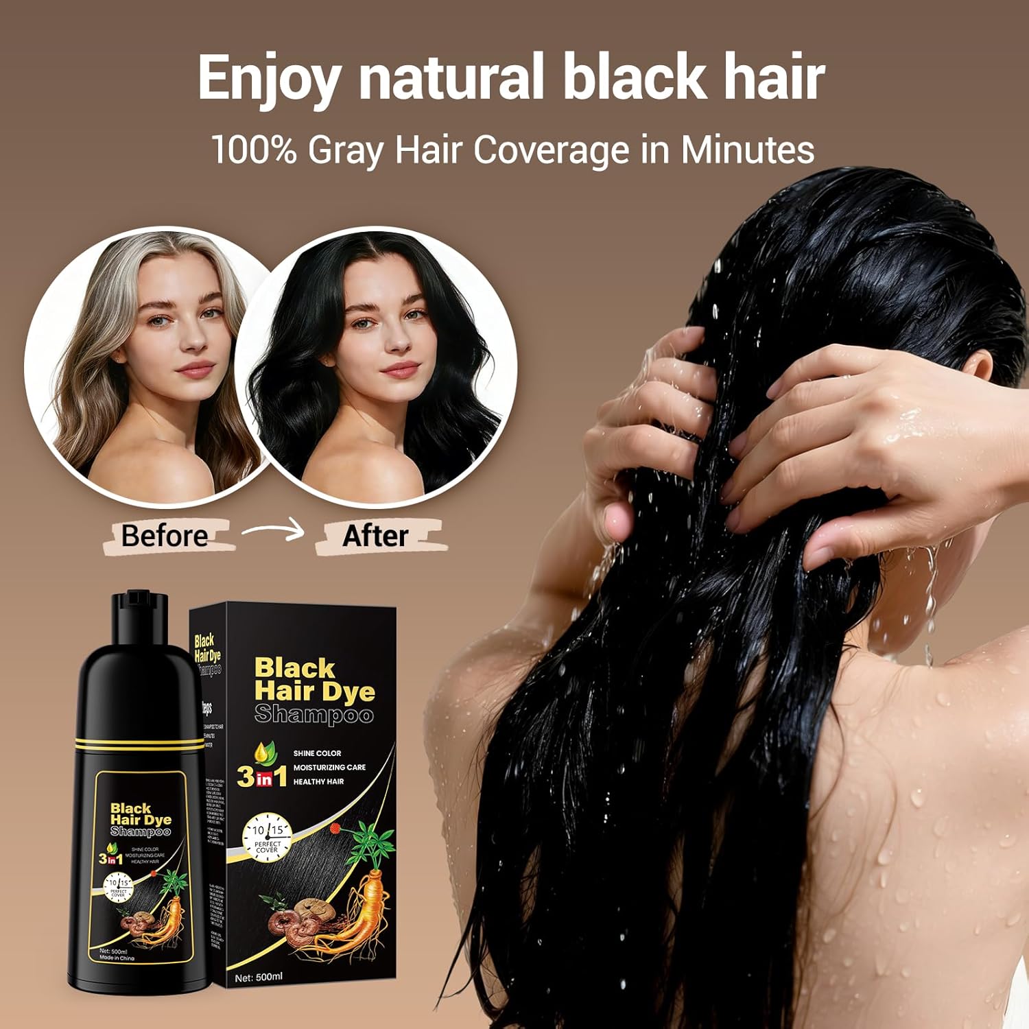Thumbnail 2 de IIIMEIDU Hair Dye Shampoo for Gray Hair Coverage