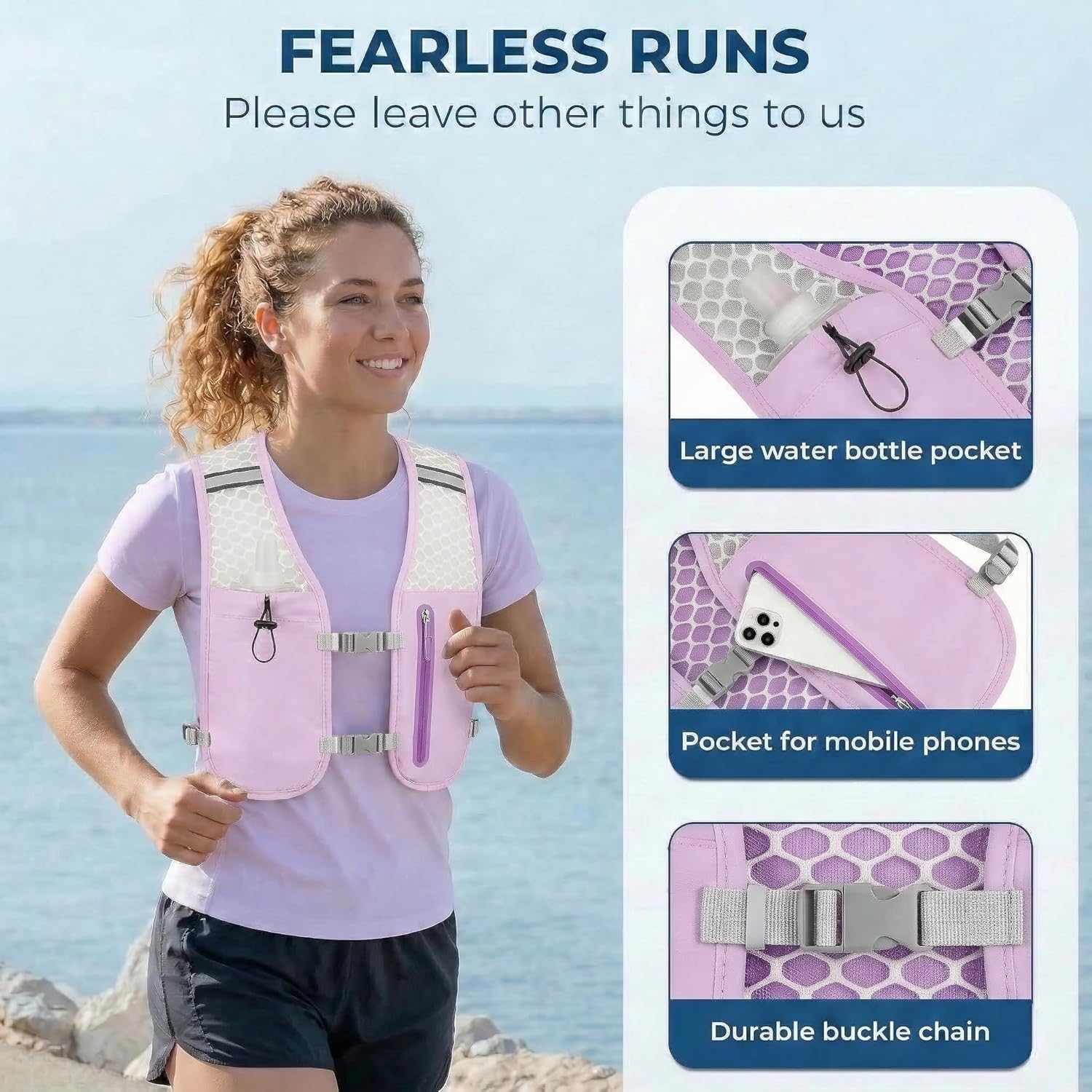 Detalle de Kartoiy Running Vest with Water Bladder – Women’s Lightweight Hydration Pack for Trail Running