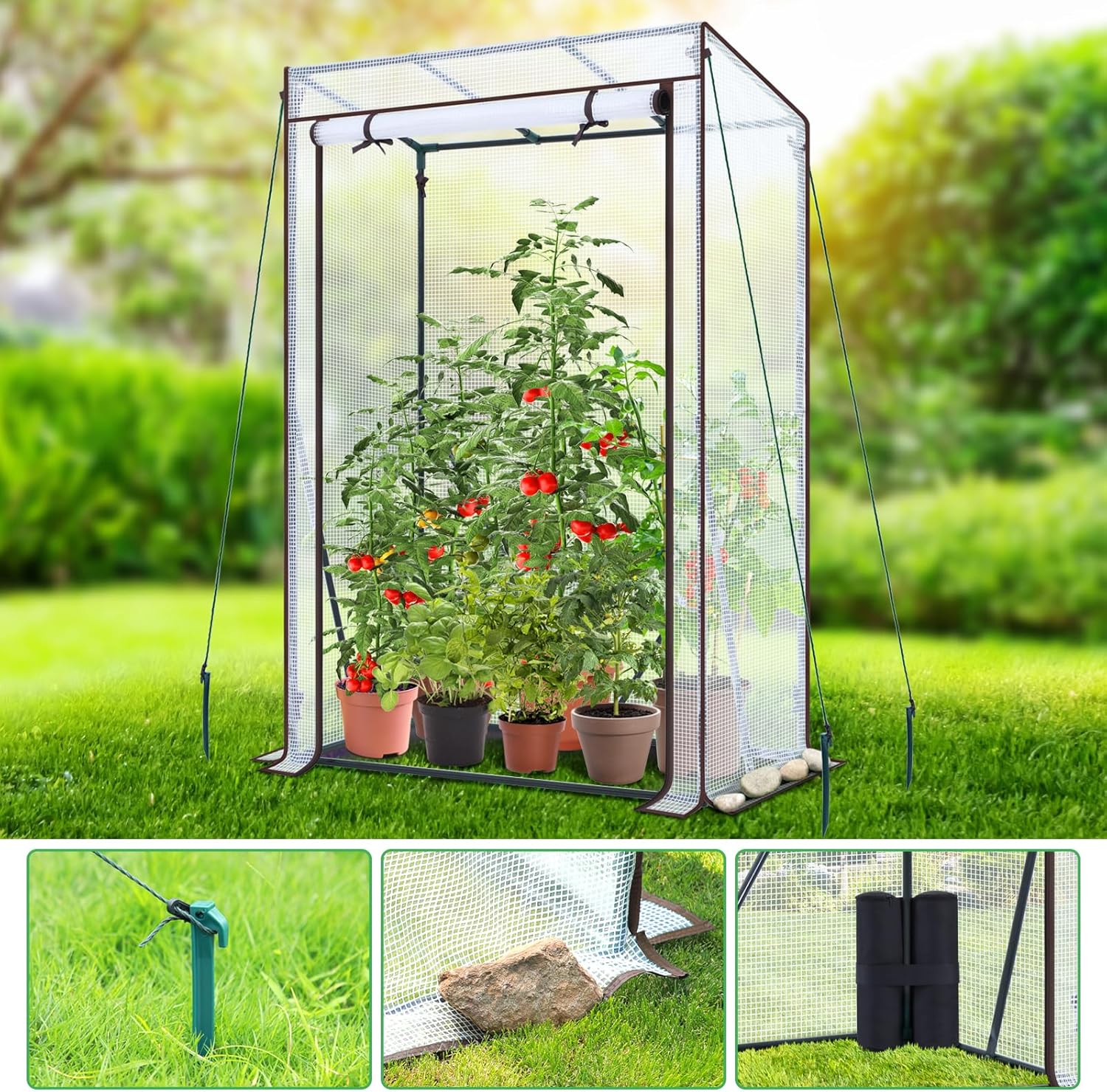 Thumbnail 4 de Ohuhu Premium Foliengewächshaus klein für Tomaten & Balkon (100 x 50 x 152 cm) – winterfestes Überwinterungszelt