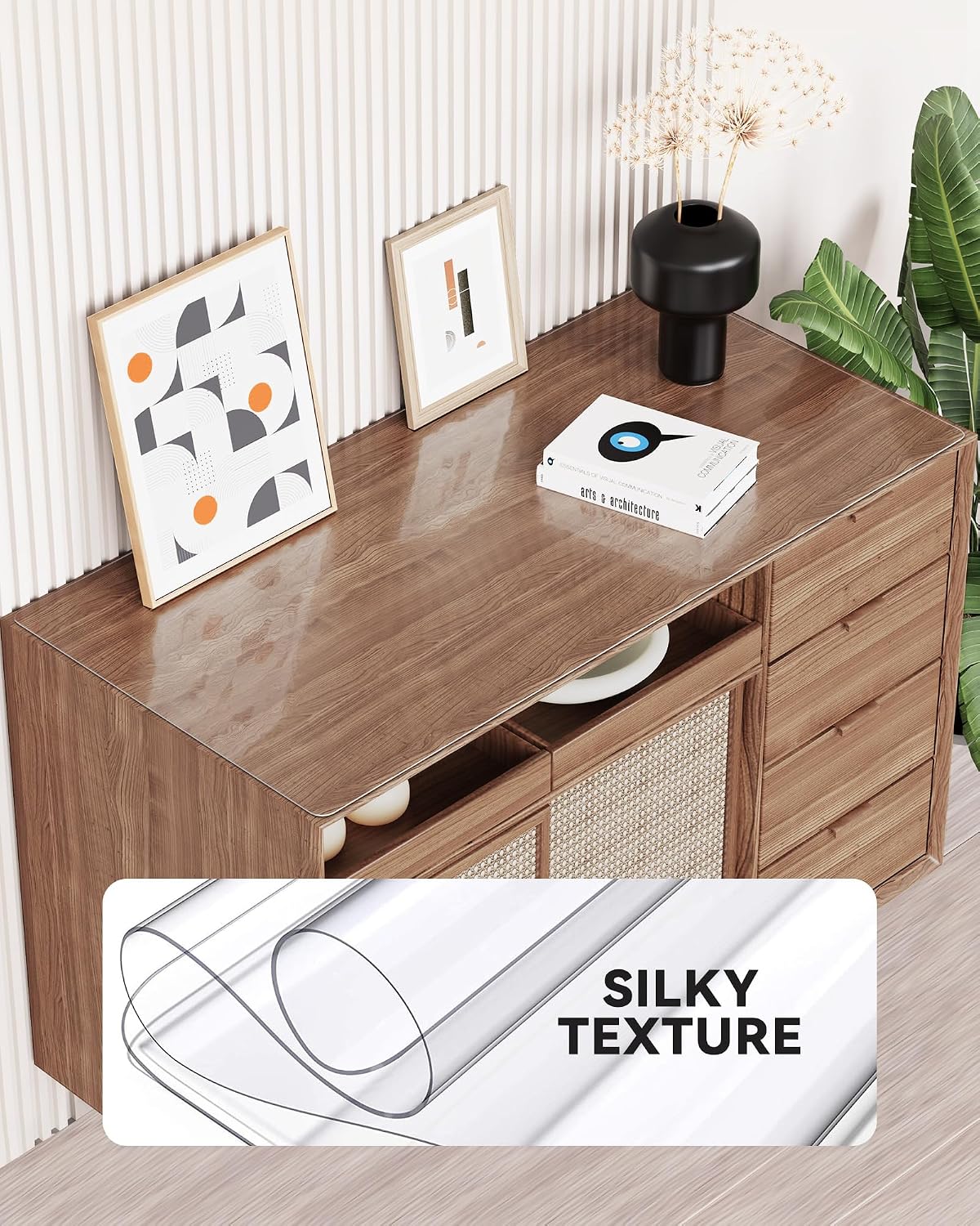 Detalle de Oterri AM02319 Clear PVC Desk Pad, 18" x 36", Rounded Edges