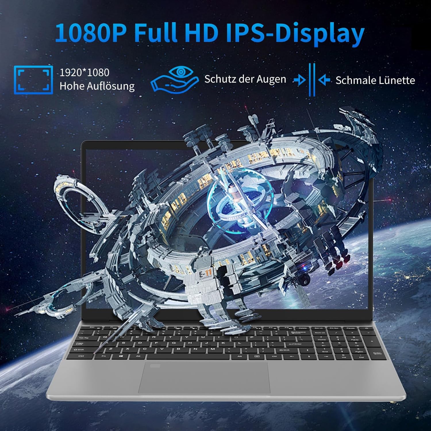 Detalle de Trygood Laptop 15,6 Zoll – Full HD IPS, Fingerabdruck-ID, 8GB RAM, 256GB SSD