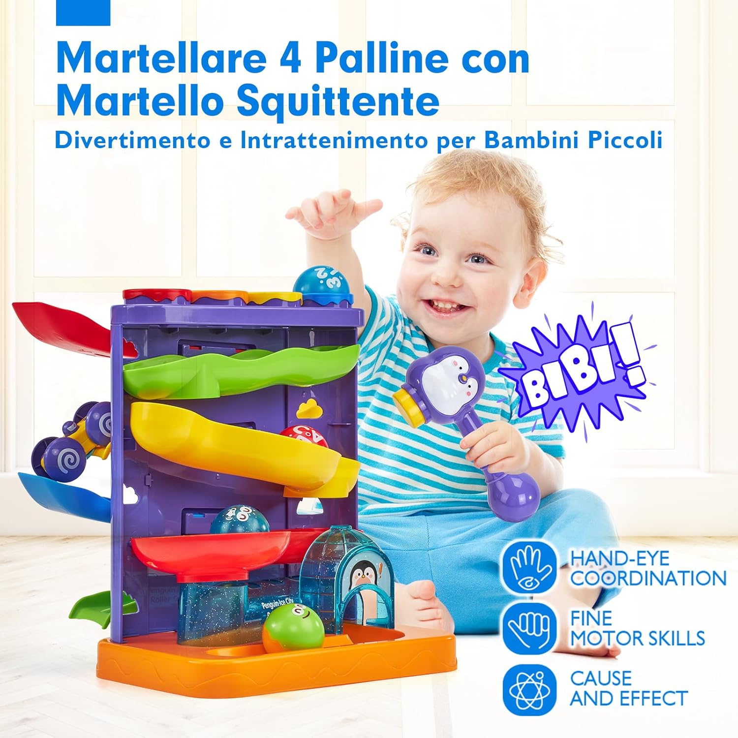 Thumbnail 2 de hahaland Giochi Bambini 1 Anno (Maschio) – Set 2 in 1 Palla Giocattolo con Rampa per Auto Pista
