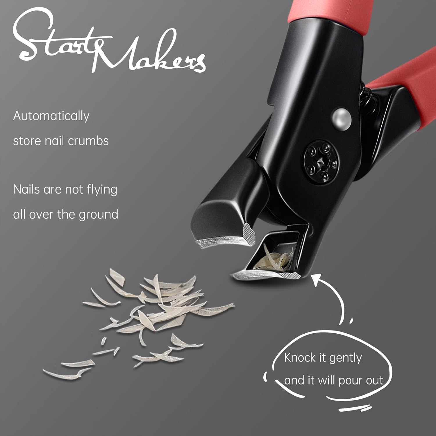 Detalle de START MAKERS Red Wide-Jaw Toenail Clippers with Curved Stainless Steel Blade
