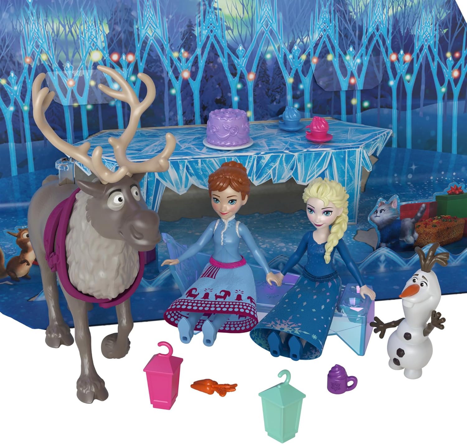 Thumbnail 4 de Mattel Disney Die Eiskönigin Kleine Anna- und Elsa-Puppen Adventskalender (24 Überraschungen) mit Olaf & Sven, formbarem Sand
