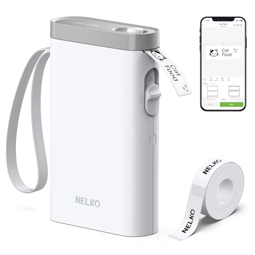 Detalle de Nelko P21 Etiquetadora Adhesivas: impresora térmica Bluetooth para etiquetas en blanco y negro