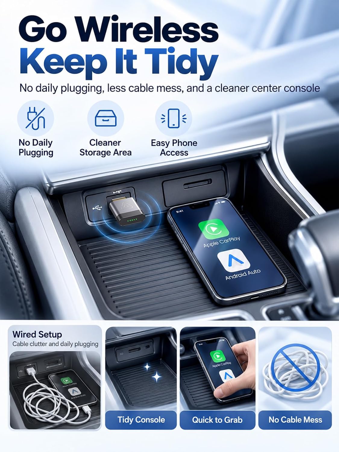 Detalle de Wireless CarPlay Adapter with Gold-Plated USB Connector