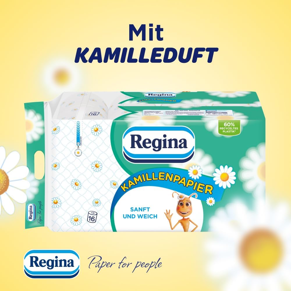 Thumbnail 3 de Regina Kamillenpapier – 3-lagiges Toilettenpapier, 48 Rollen (3x16) mit Kamillenduft, FSC-zertifiziert