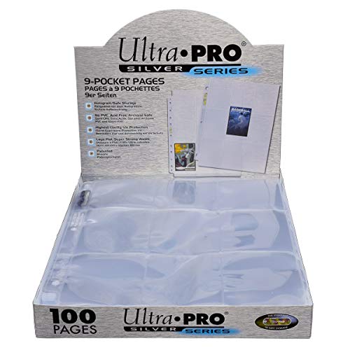 Detalle de Asmodee - ULTRA PRO Silver Series Feuilles de Classeur Pour Cartes à Collectionner (100 pages, 9 poches par page, 1800 cartes) - Compatible Pokémon, Magic, Yu-Gi-Oh