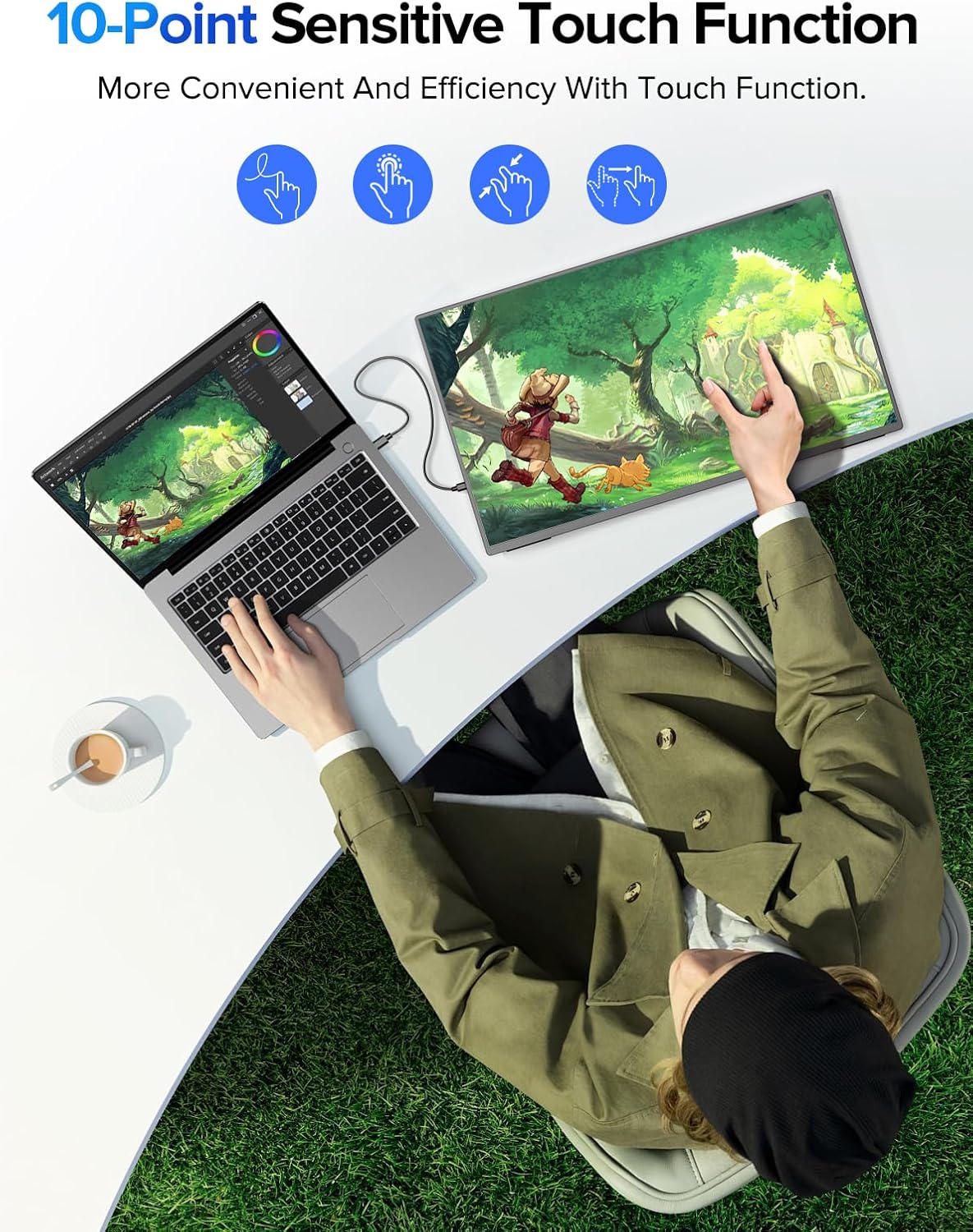 Detalle de UPERFECT 165Hz Touchscreen 24.5” 2K Portable Gaming Monitor review