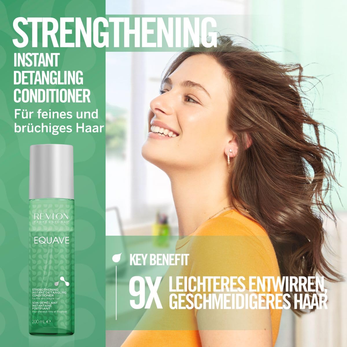 Detalle de REVLON Professional Equave Strengthening Instant Detangling Conditioner – 200 ml, 2-Phasen Leave-in Spray für feines & brüchiges Haar