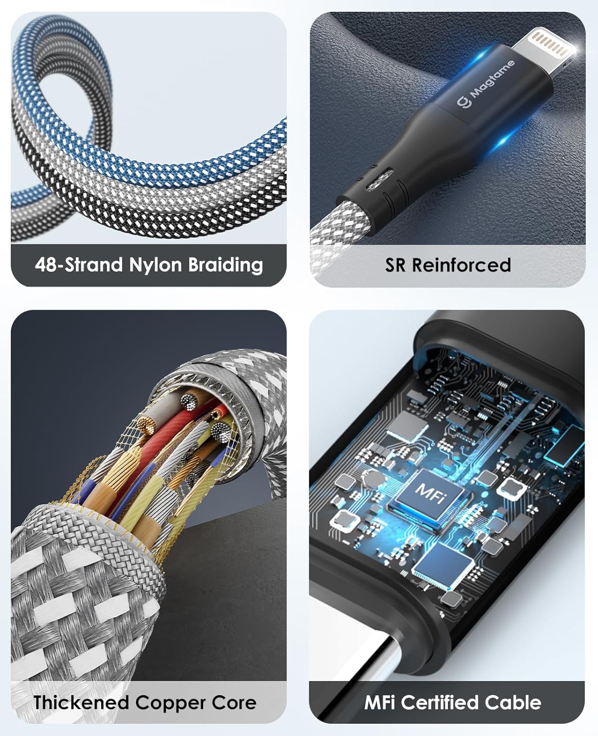 Thumbnail 3 de Magtame câble magnétique USB‑C vers Lightning (1,5 m) certifié MFi – charge rapide et transfert jusqu’à 480 Mbps