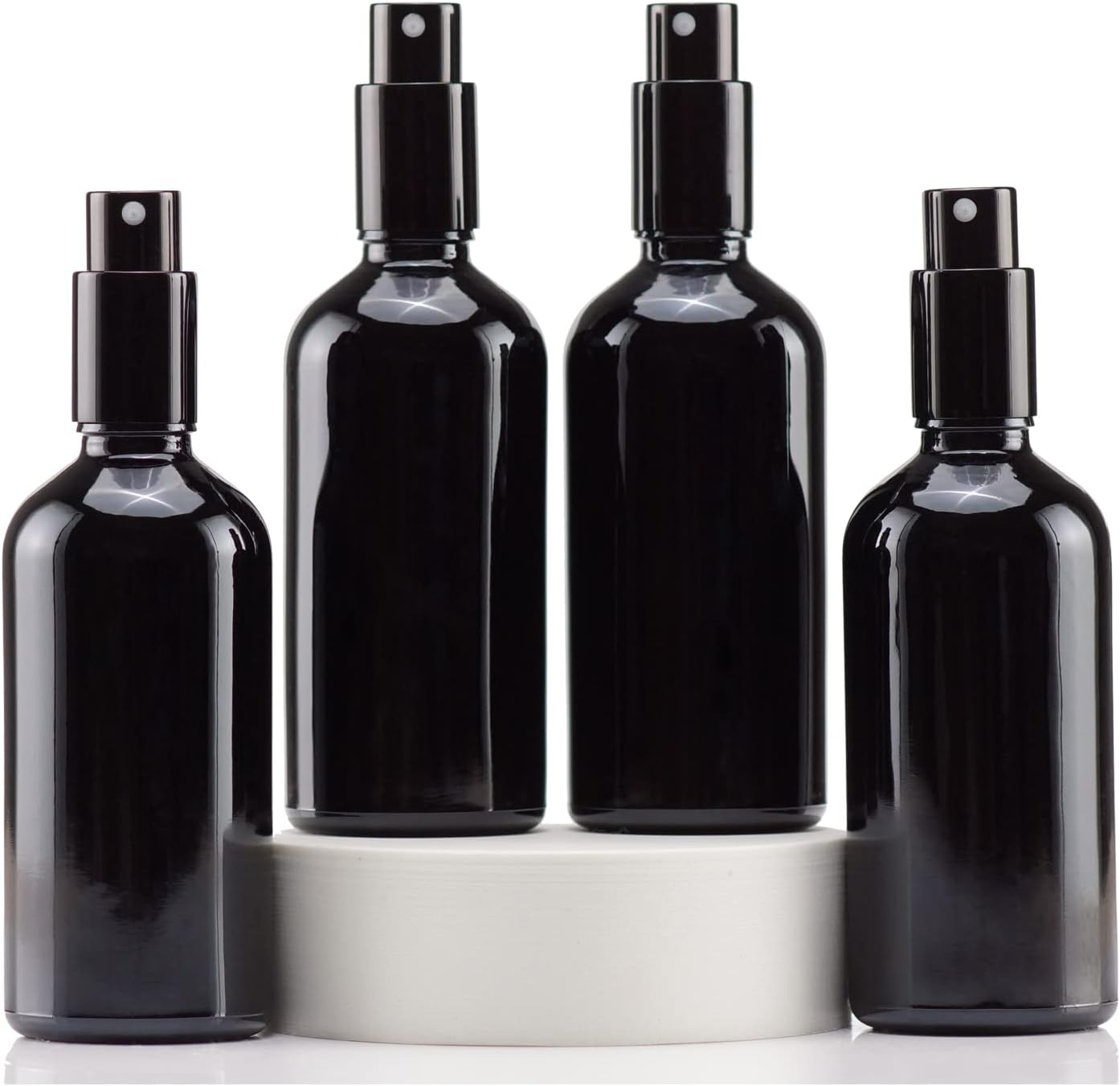 YIZHAO Schwarze Glas-Sprühflasche 100 ml – 4er Pack