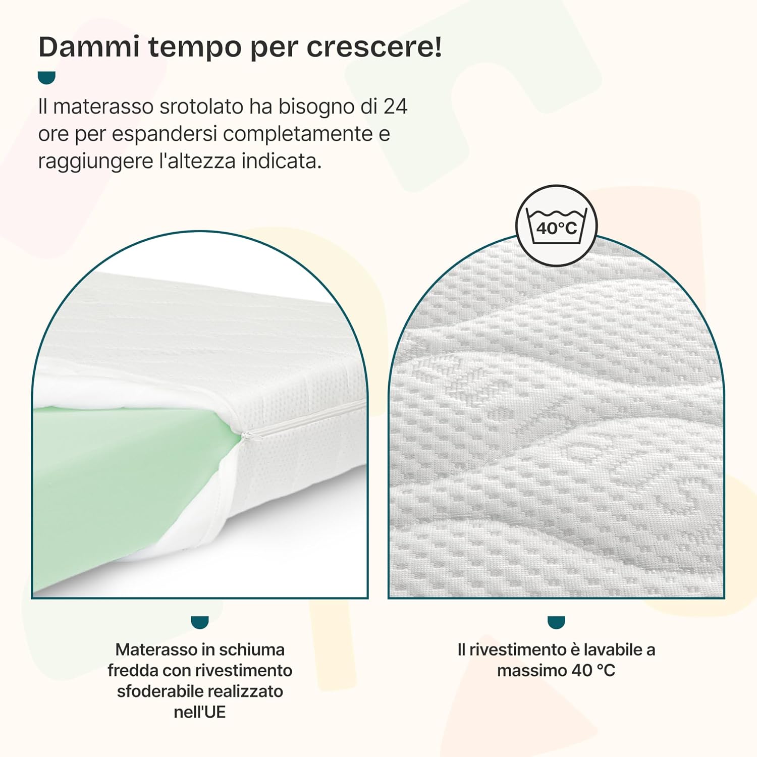 Thumbnail 3 de Letto per Cameretta Singolo a Forma di Casetta con Barriera in Legno di Pino e Materasso in Schiuma Fredda 90x200 cm Rosa/Bianco