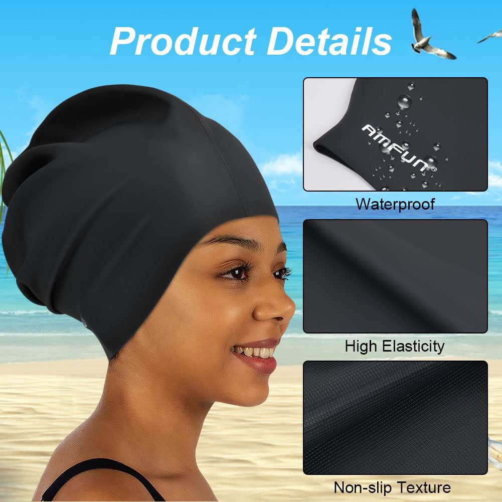 Detalle de AMFUN Silicone swim cap with ear covers