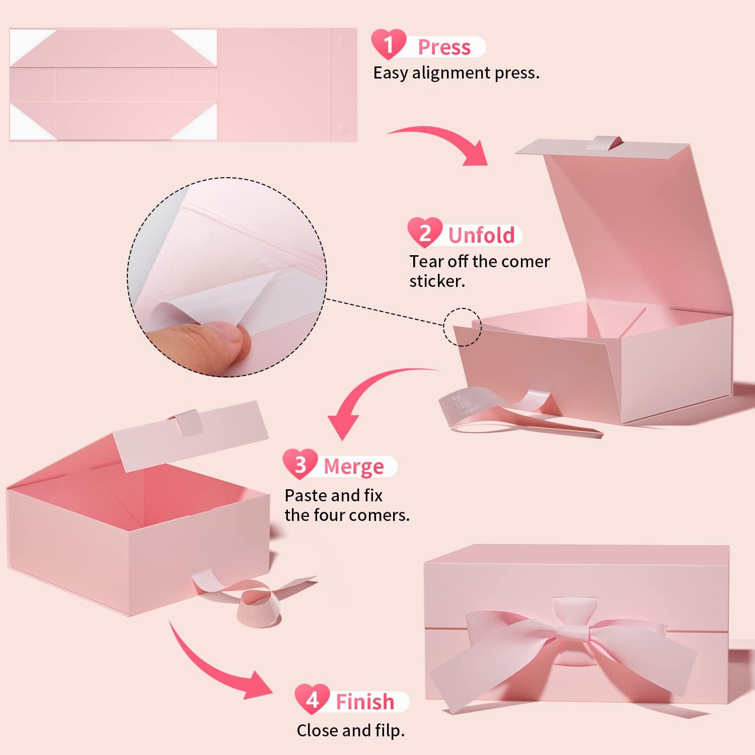 Detalle de GIFTSAY Magnetic Gift Box 18x18x7.5 cm – Pink, Magnetic Closure