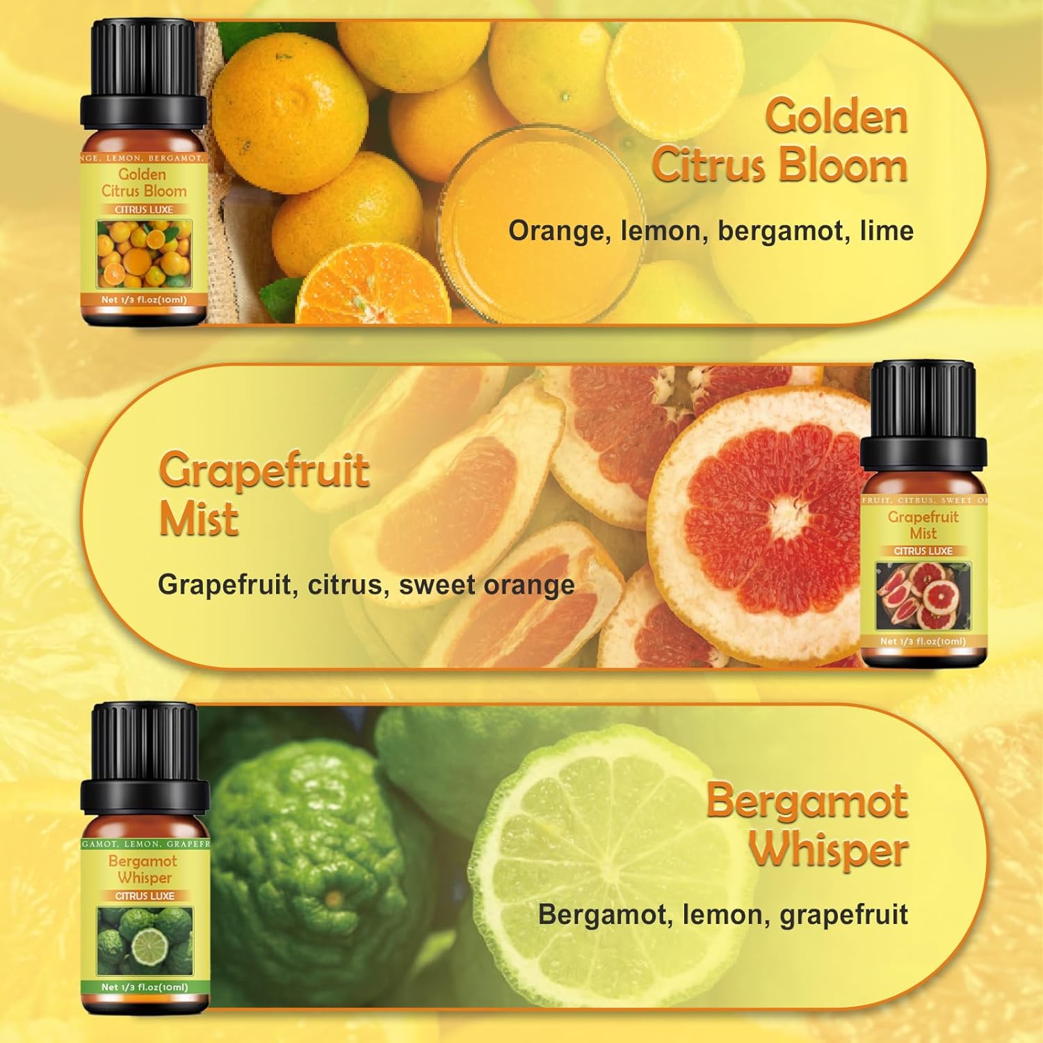 Thumbnail 1 de WECONA Citrus Essential Oils Set (Bergamot, Lemon, Grapefruit, Lime, Lemongrass & Citrus Bloom) for Diffusers