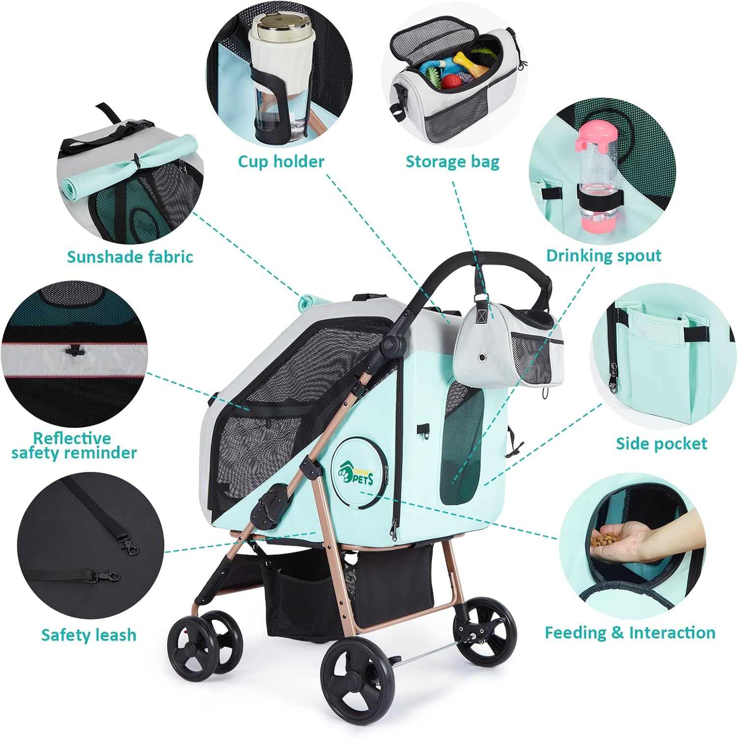 Thumbnail 3 de Ownpets 3-in-1 Pet Stroller for Medium Dogs up to 30kg