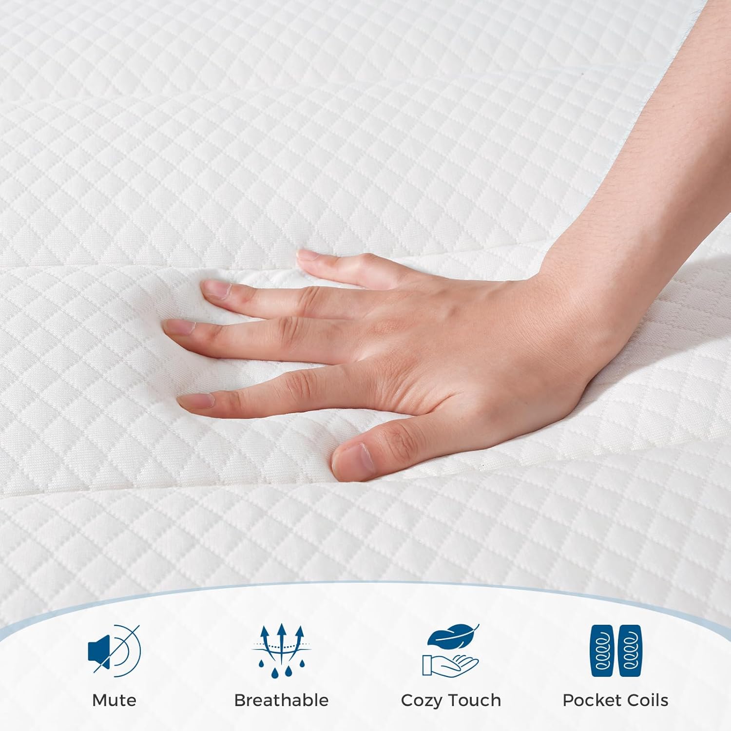 Thumbnail 3 de Inofia Small Double 12 Inch Hybrid Mattress (135×190×30cm) with Aeroshield Memory Foam and Pocket Springs