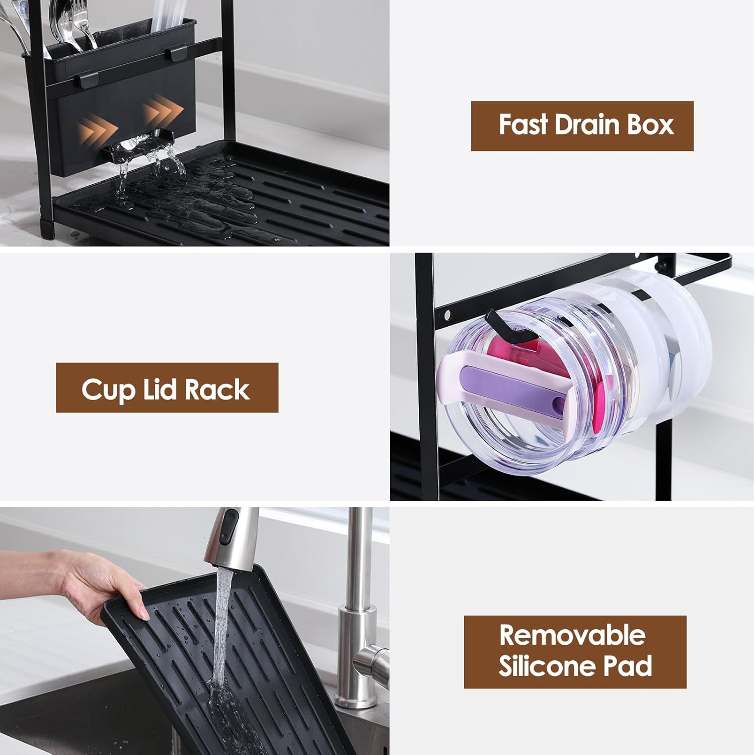 Thumbnail 3 de Housolution 8-Slot Tumbler Drying Rack for 40 oz Bottles