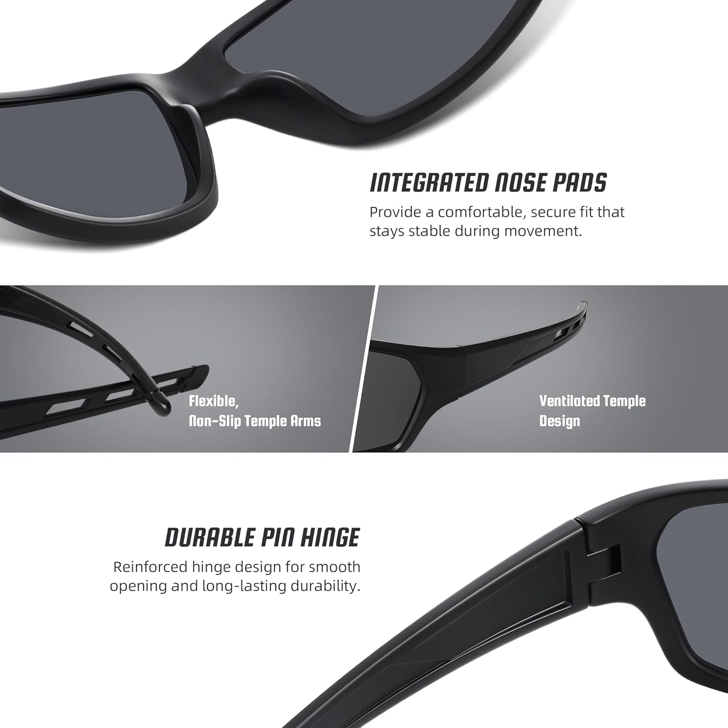 Detalle de XVXV Sports Polarized Sunglasses for Men with UV Protection — Lightweight TAC Lenses & All‑In‑One Kit