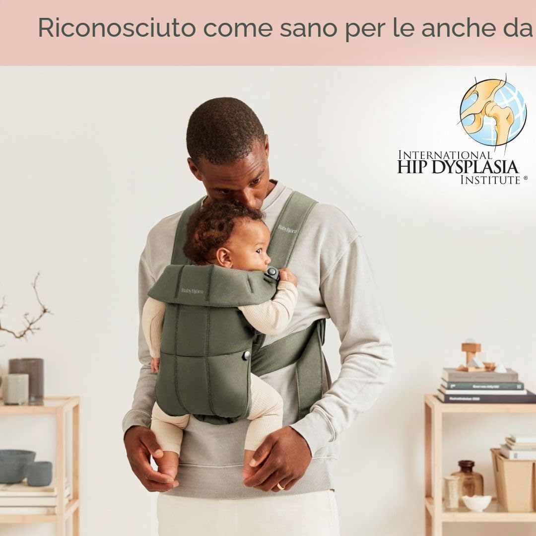 Thumbnail 1 de BabyBjörn Marsupio Mini in tessuto verde scuro: per neonati e fino a 0-12 mesi
