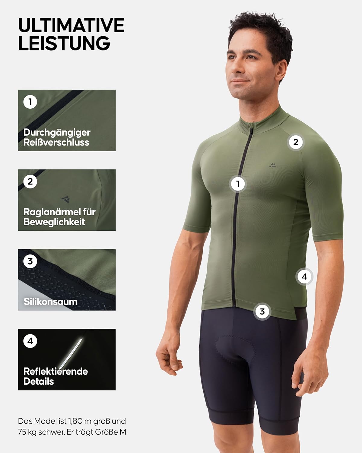 Thumbnail 1 de DANISH ENDURANCE Kurzarm-Radtrikot Herren mit Reißverschluss – atmungsaktiv, schnelltrocknend