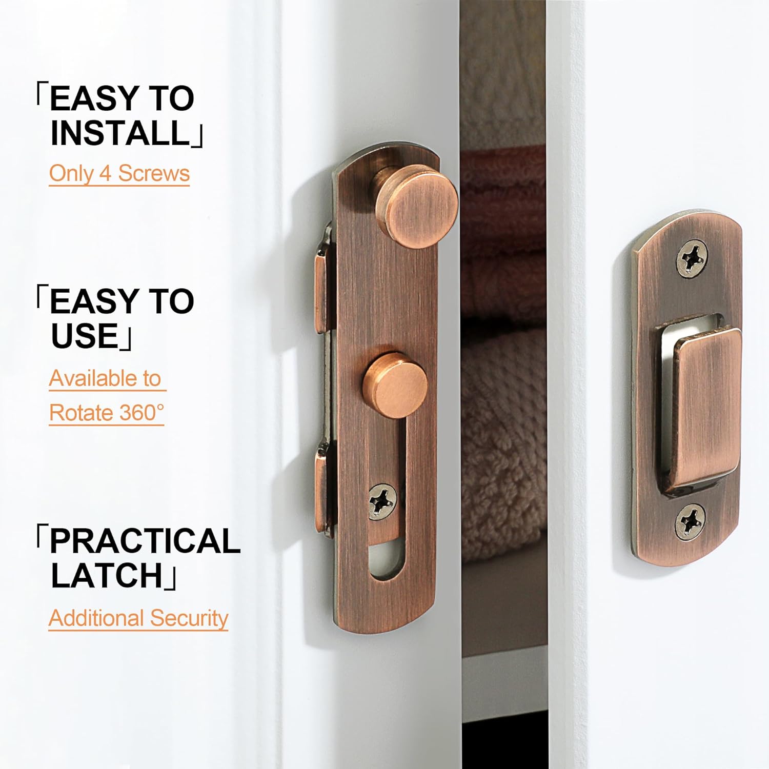 Thumbnail 3 de SAYAYO EMS9500-R verrou de porte coulissante en acier inox finition rouge bronze