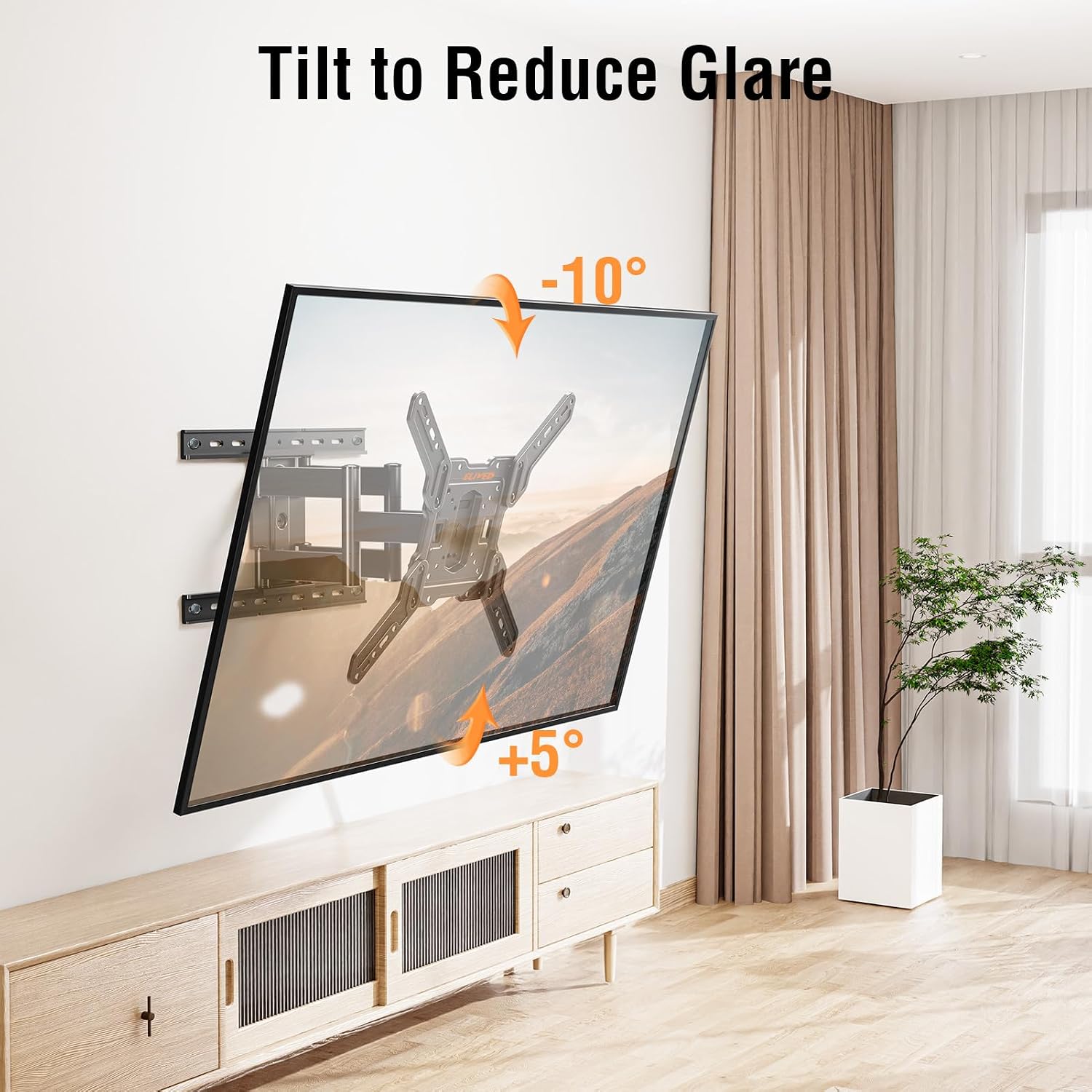 Detalle de ELIVED Ultra Slim TV Wall Mount for 26-60 Inch TVs — Full Motion, 1.3" Flush Mount with 14" Extension