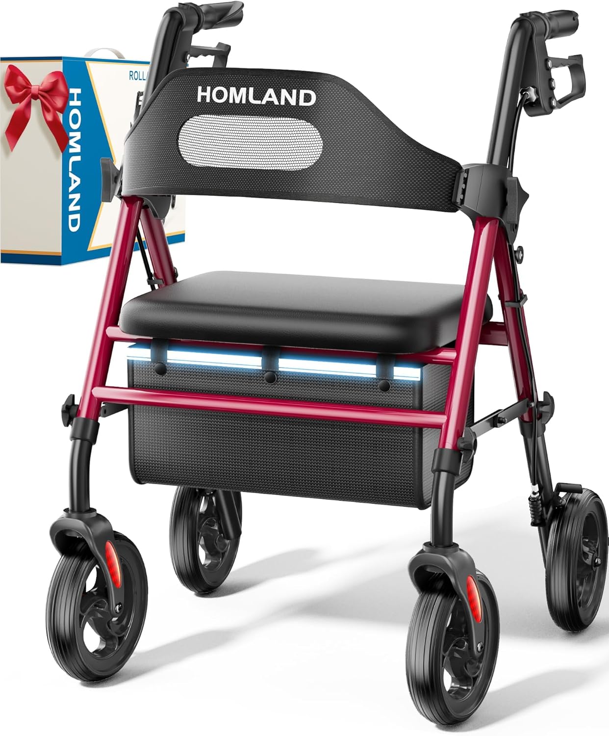 HOMLAND Foldable Rollator Walker 350 lb capacity